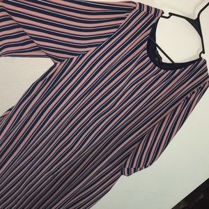 Pink and blue pinstripe dress.